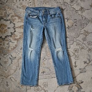 American Eagle Outfitters Artist Crop Stretch Distressed Women's Jeans Size 4